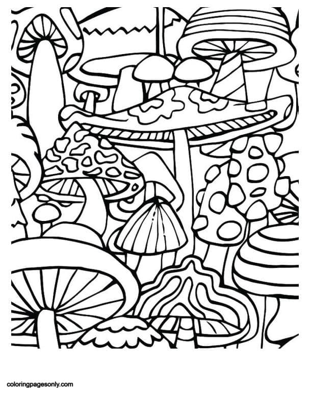 Get Trippy with 120+ Stoner Mushroom Coloring Pages 109