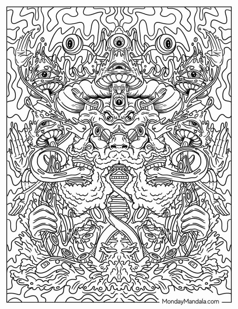 Get Trippy with 120+ Stoner Mushroom Coloring Pages 123