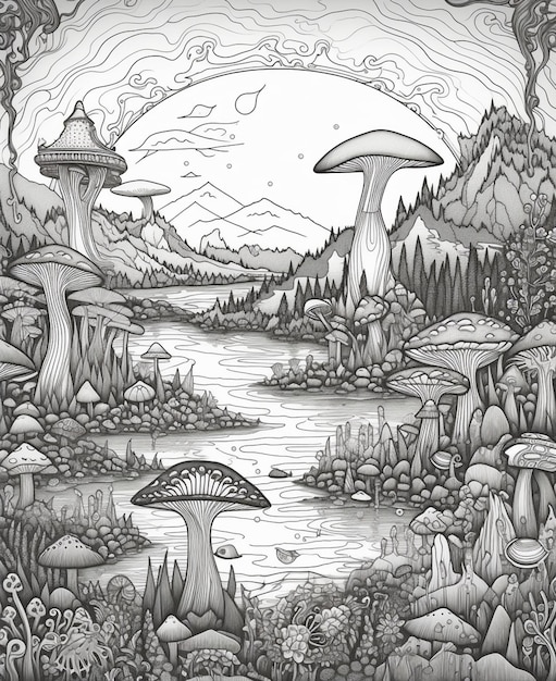 Get Trippy with 120+ Stoner Mushroom Coloring Pages 127