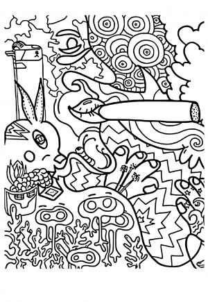 Get Trippy with 120+ Stoner Mushroom Coloring Pages 129