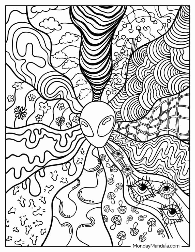 Get Trippy with 120+ Stoner Mushroom Coloring Pages 14