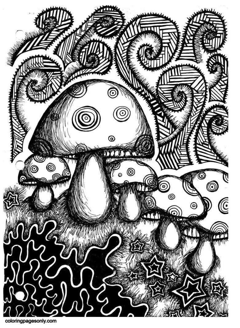 Get Trippy with 120+ Stoner Mushroom Coloring Pages 27