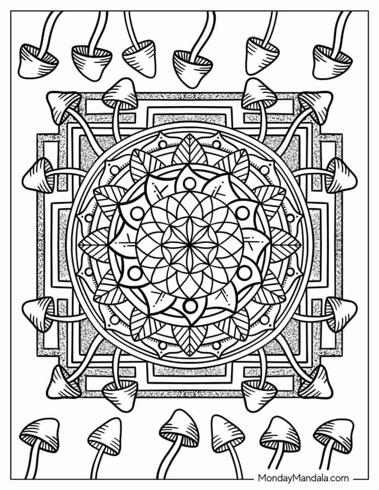 Get Trippy with 120+ Stoner Mushroom Coloring Pages 3