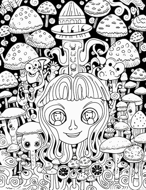 Get Trippy with 120+ Stoner Mushroom Coloring Pages 47