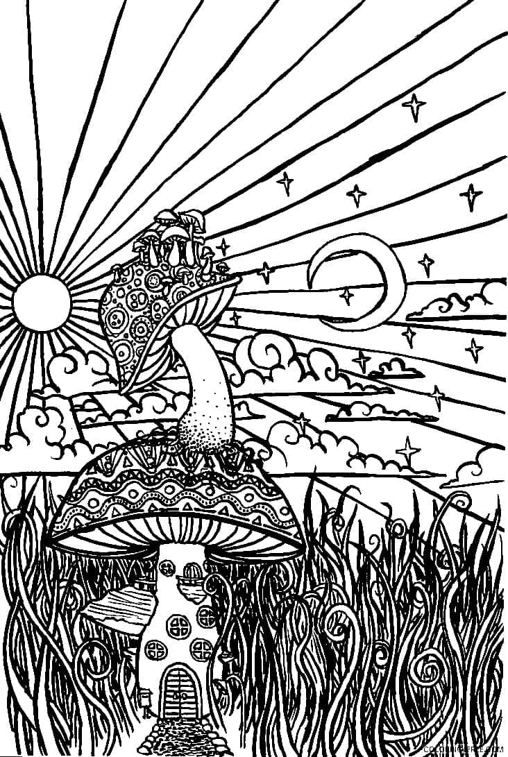 Get Trippy with 120+ Stoner Mushroom Coloring Pages 49