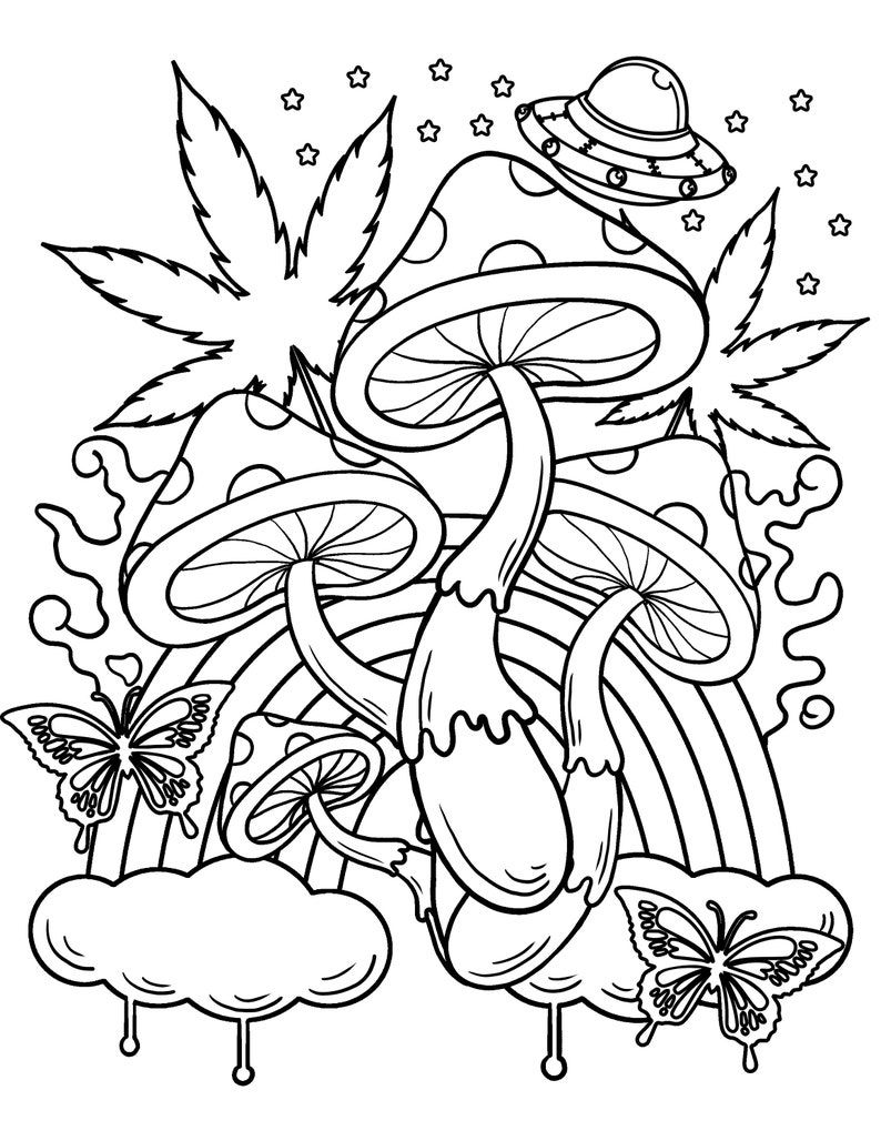 Get Trippy with 120+ Stoner Mushroom Coloring Pages 5