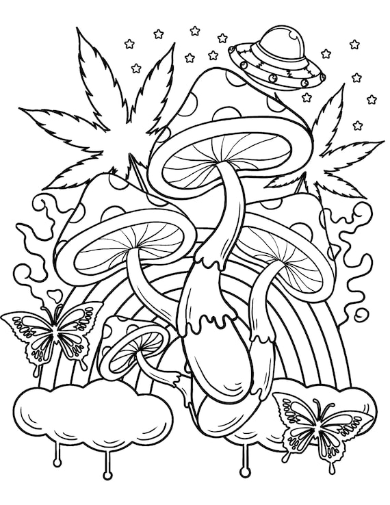 Get Trippy with 120+ Stoner Mushroom Coloring Pages 72