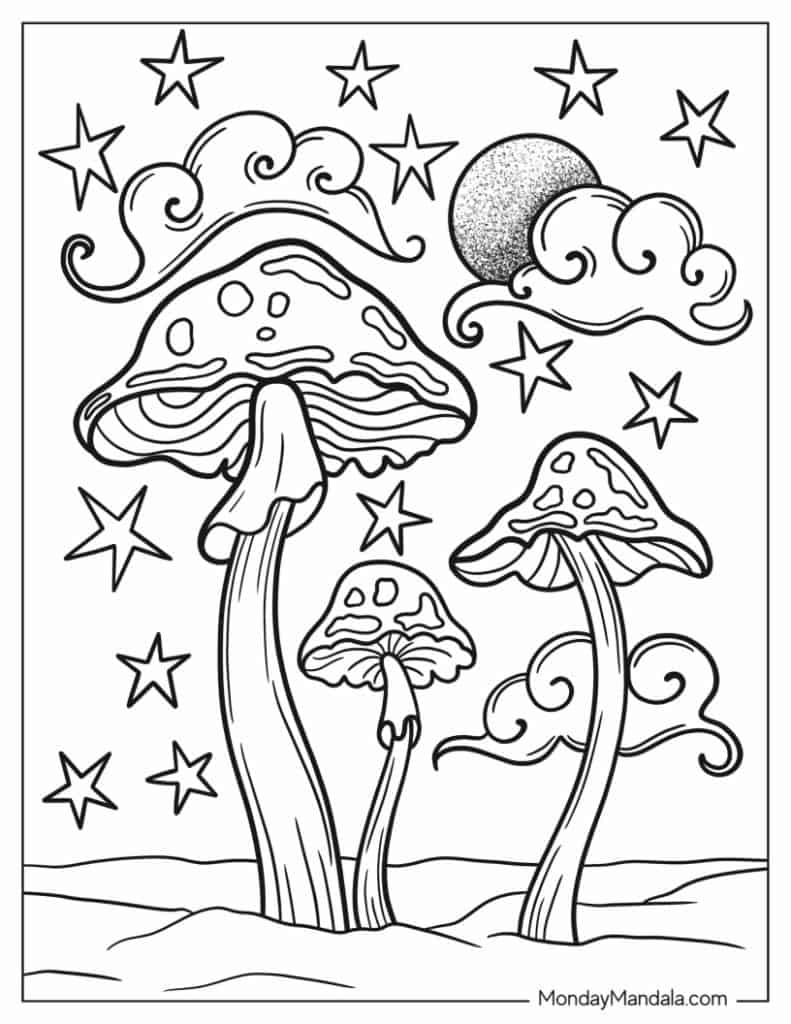 Get Trippy with 120+ Stoner Mushroom Coloring Pages 75