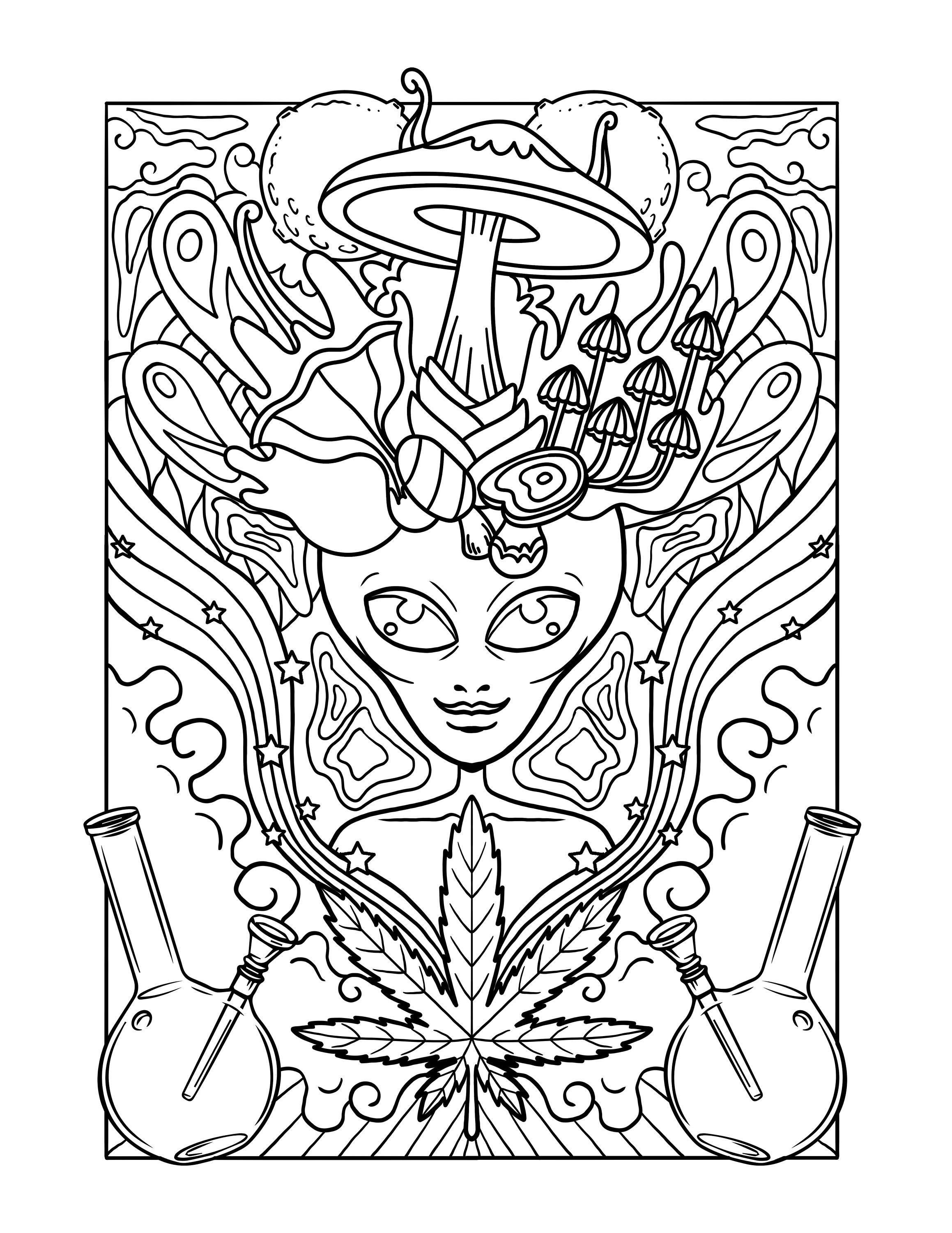 Get Trippy with 120+ Stoner Mushroom Coloring Pages 76