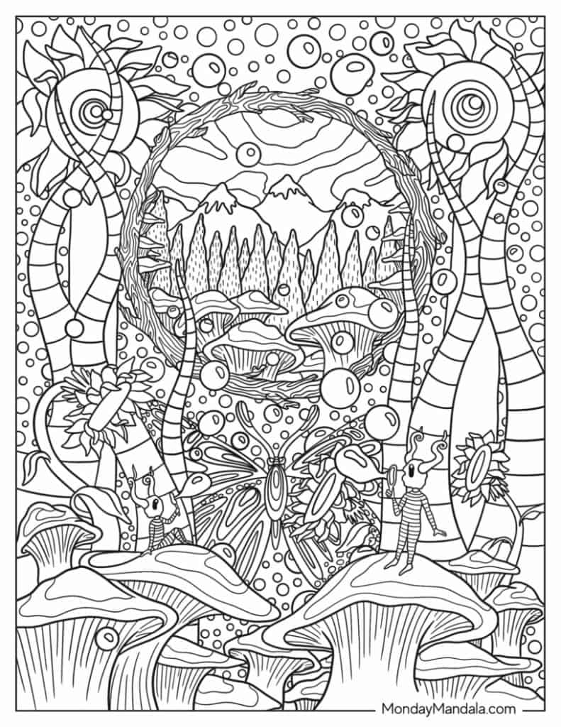 Get Trippy with 120+ Stoner Mushroom Coloring Pages 77