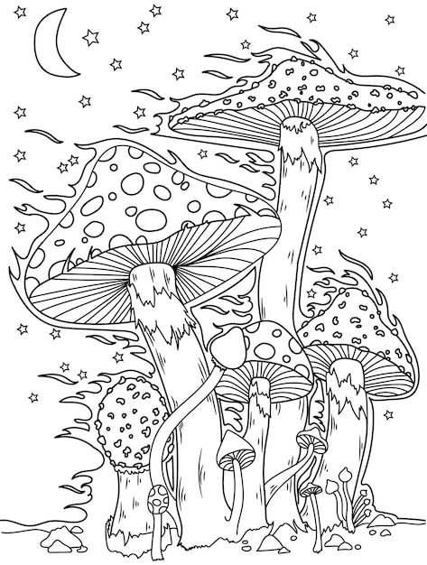 Get Trippy with 120+ Stoner Mushroom Coloring Pages 82