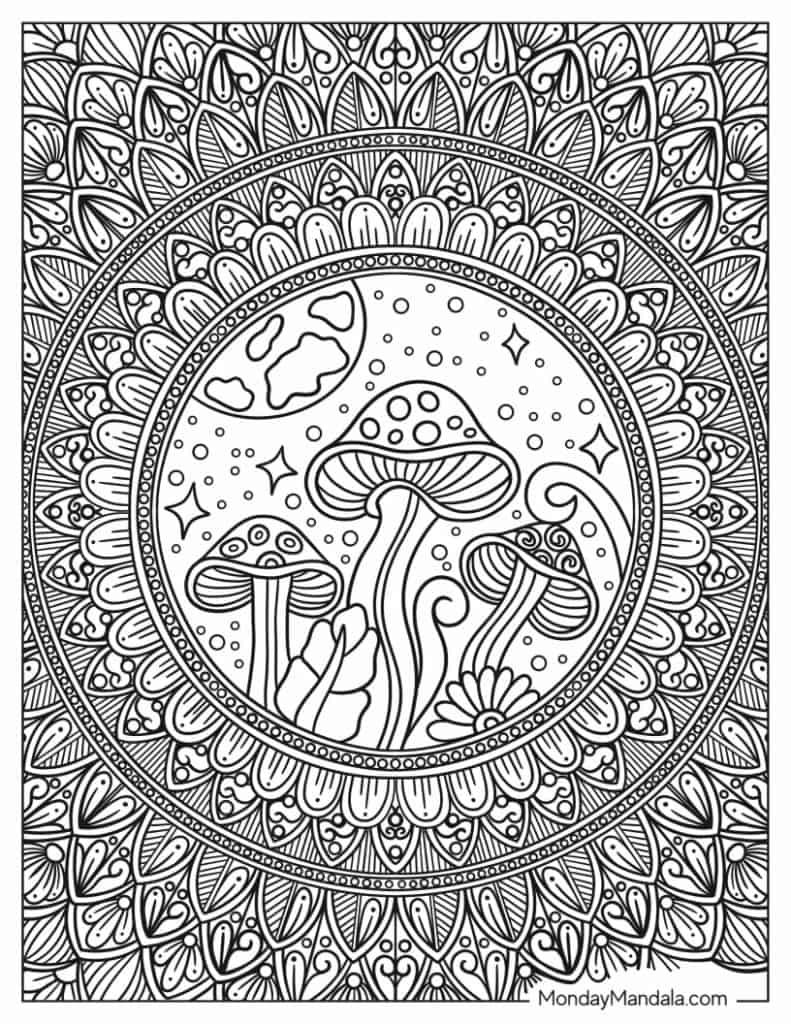 Get Trippy with 120+ Stoner Mushroom Coloring Pages 88