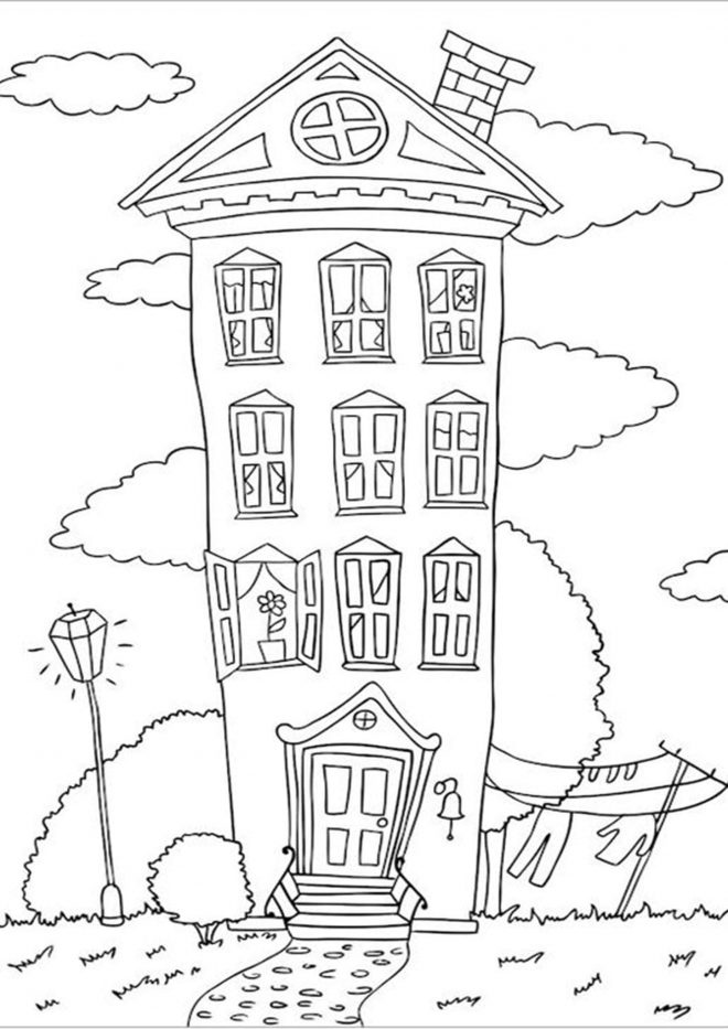 House Coloring Pages for Kids FREE Printable 1