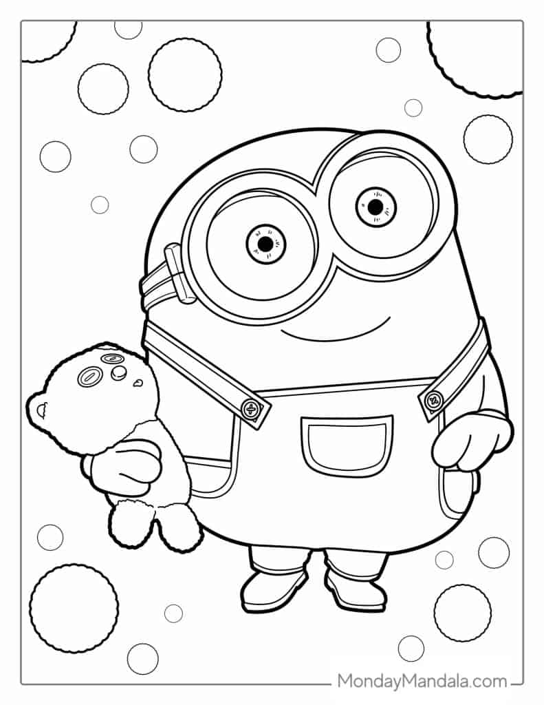 Minion Stuart Coloring Pages FREE Printable 19