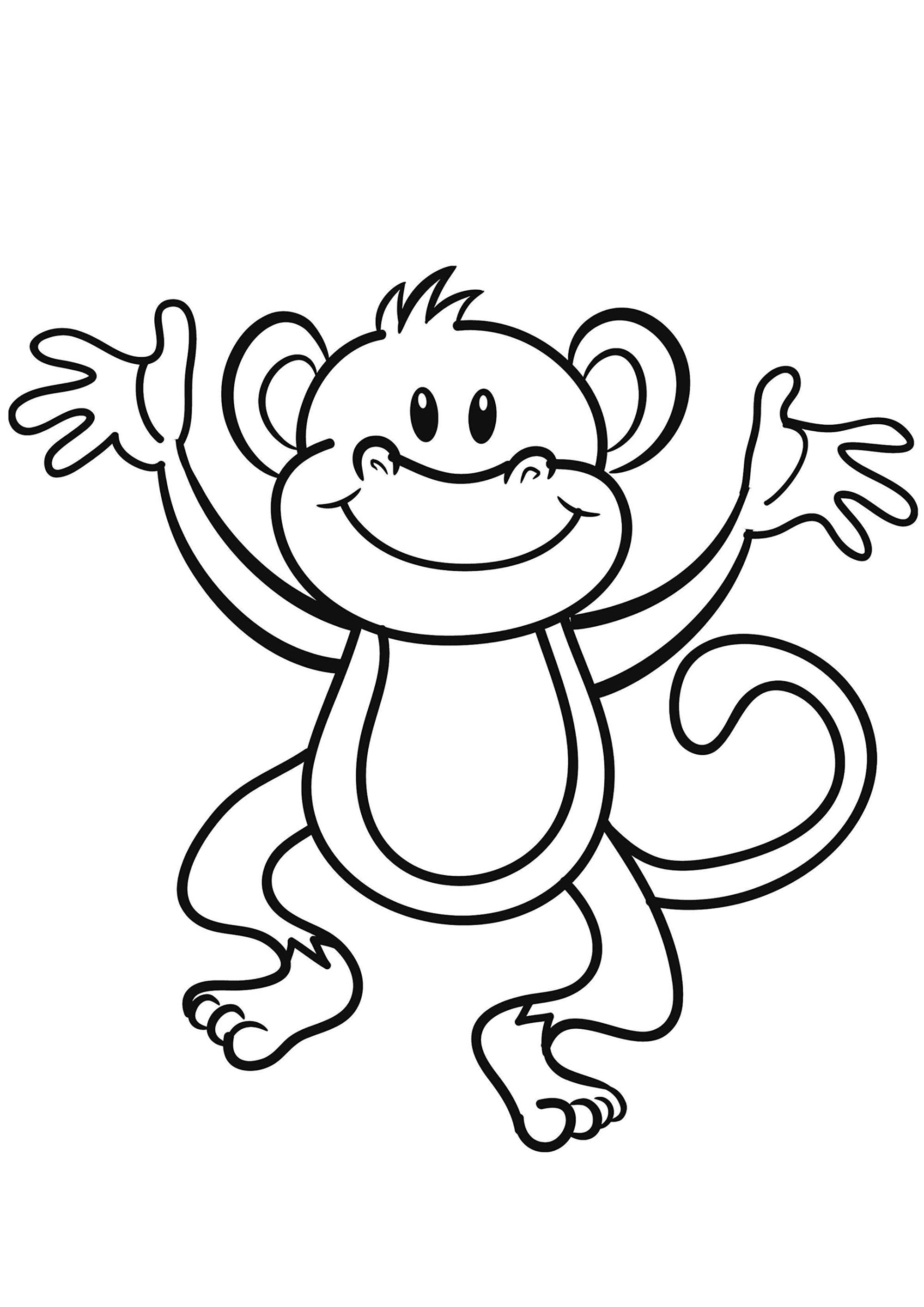 Monkey Coloring Pages Free Printable 1