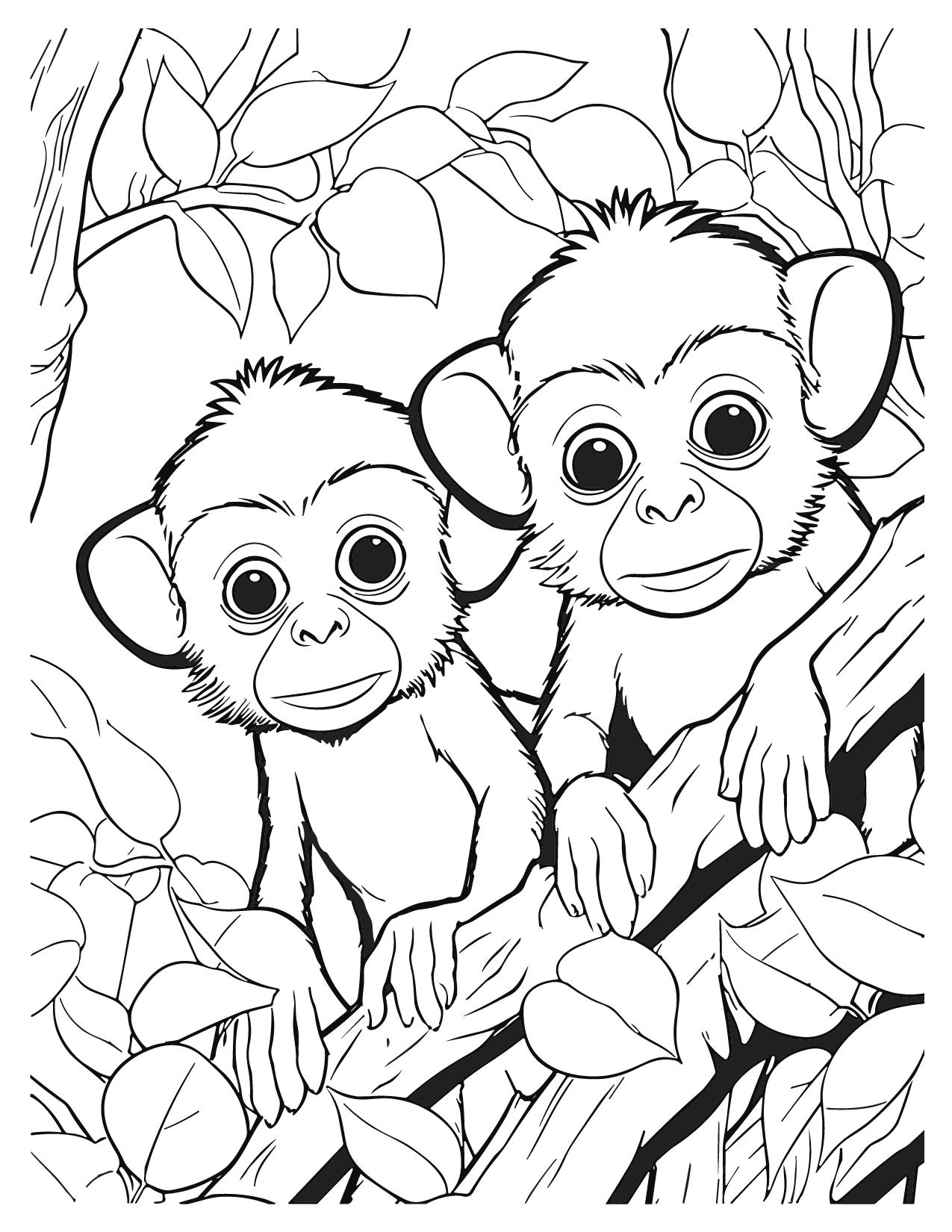 Monkey Coloring Pages Free Printable 109