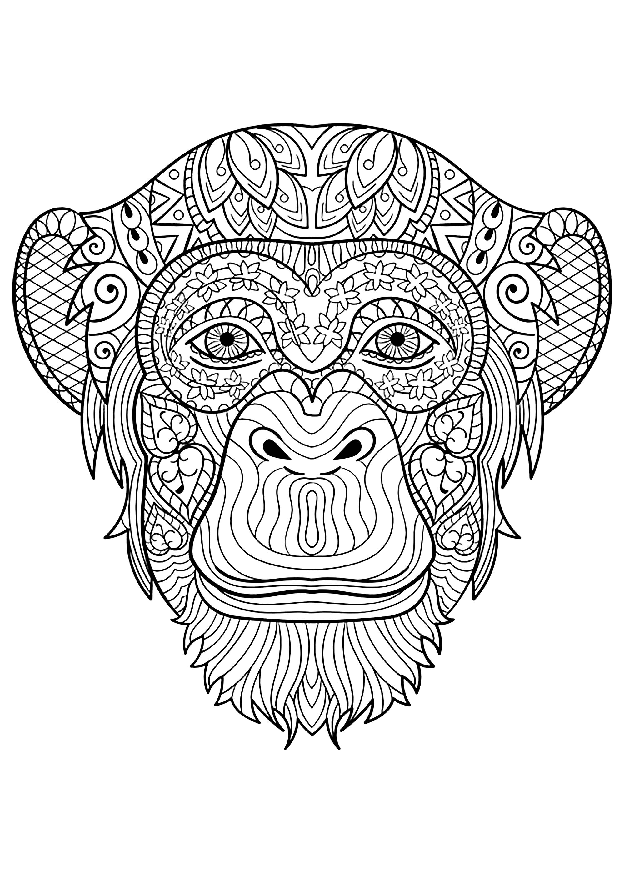 Monkey Coloring Pages Free Printable 19