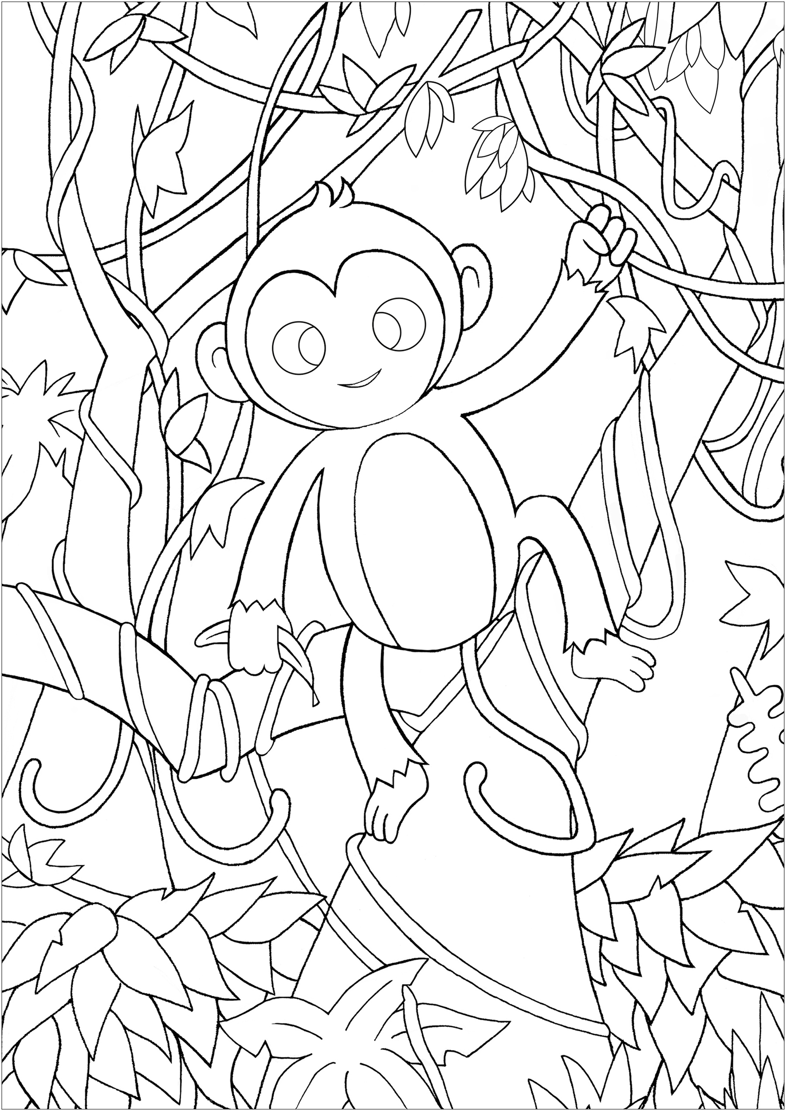 Monkey Coloring Pages Free Printable 27