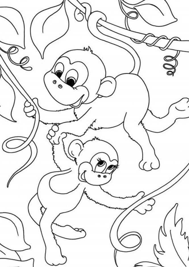 Monkey Coloring Pages Free Printable 3