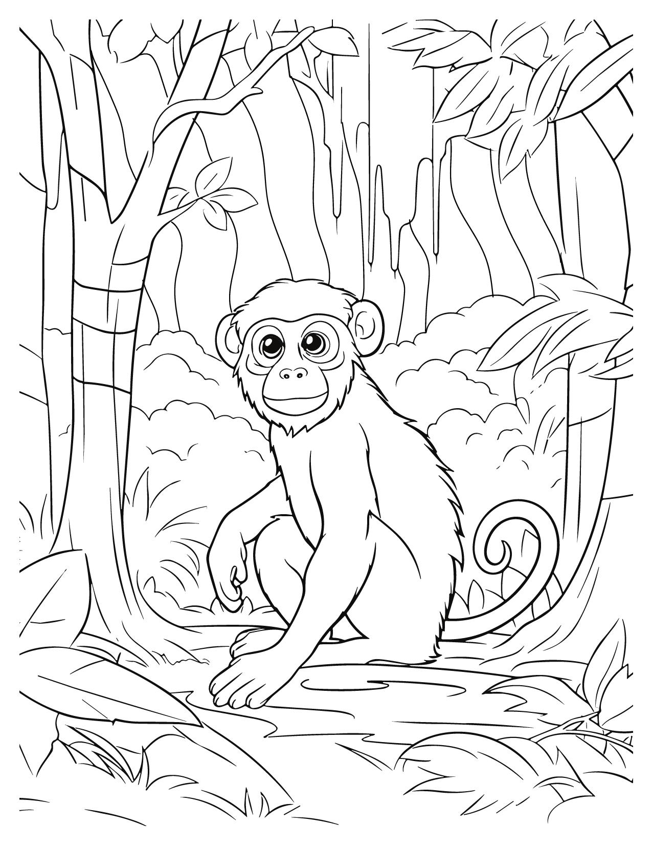 Monkey Coloring Pages Free Printable 40