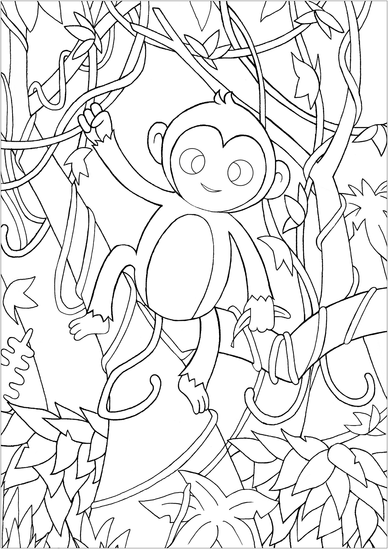 Monkey Coloring Pages Free Printable 49