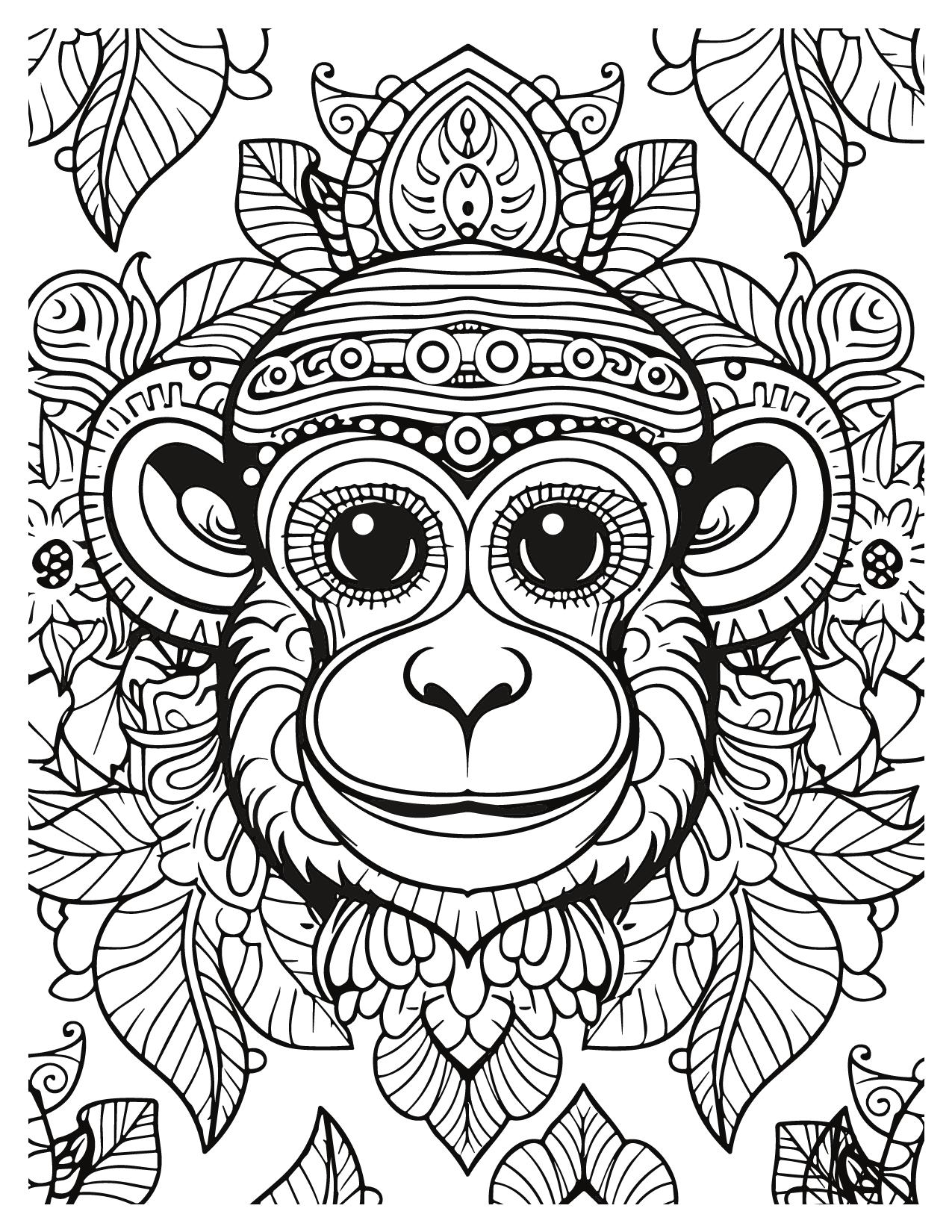 Monkey Coloring Pages Free Printable 96