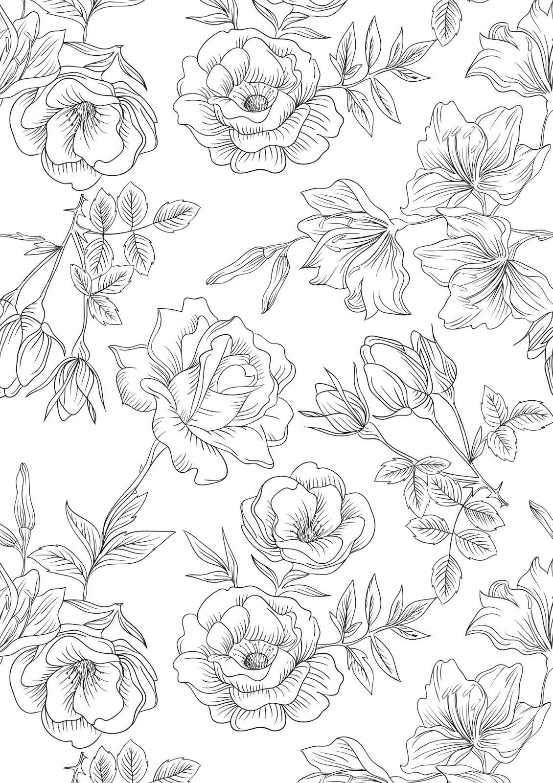 Printable Flower Coloring Pages Aesthetic 1