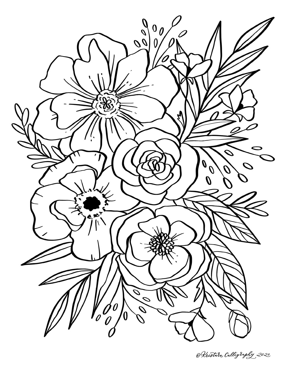 Printable Flower Coloring Pages Aesthetic 60