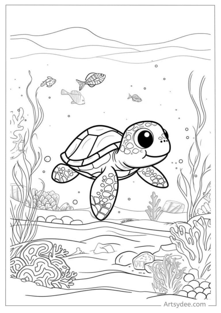 160 Turtle Coloring Pages: Slow and Steady Wins the Coloring Race 31