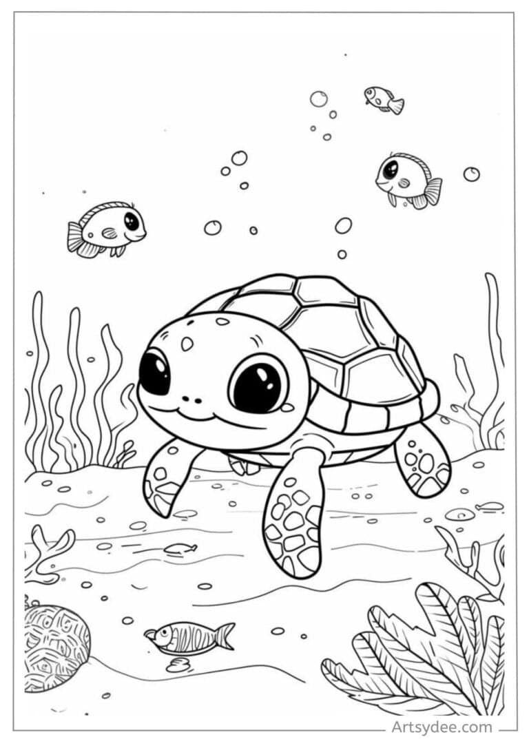 160 Turtle Coloring Pages: Slow and Steady Wins the Coloring Race 32