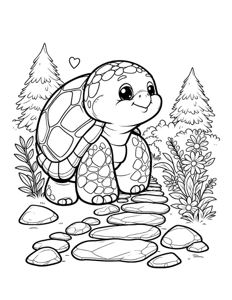 160 Turtle Coloring Pages: Slow and Steady Wins the Coloring Race 51