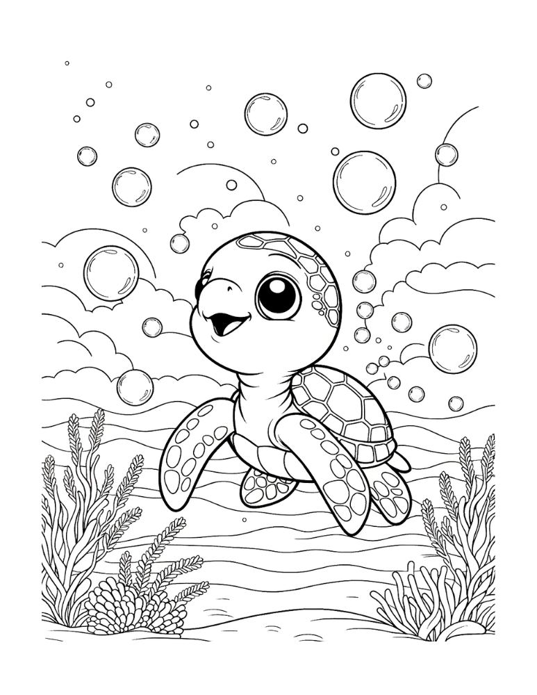 160 Turtle Coloring Pages: Slow and Steady Wins the Coloring Race 52