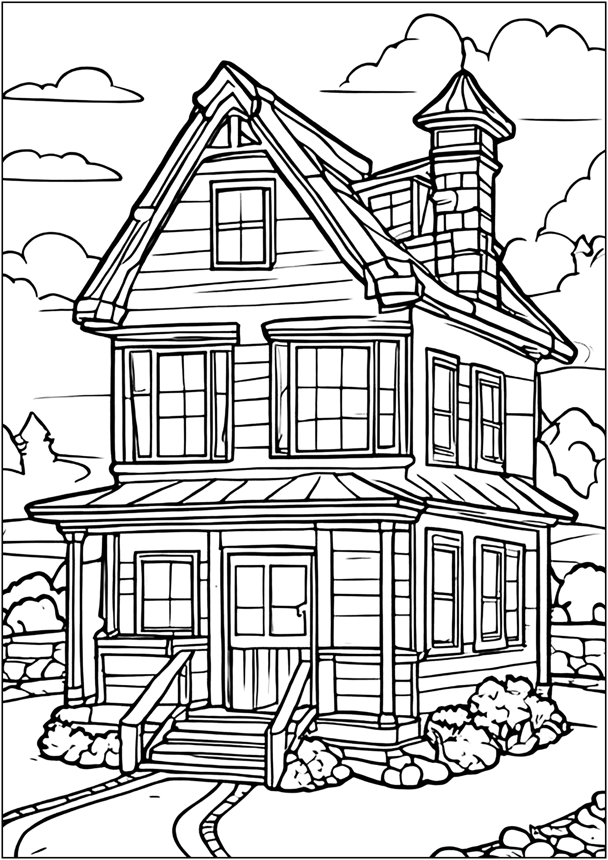 110 House Coloring Pages FREE Printable 111