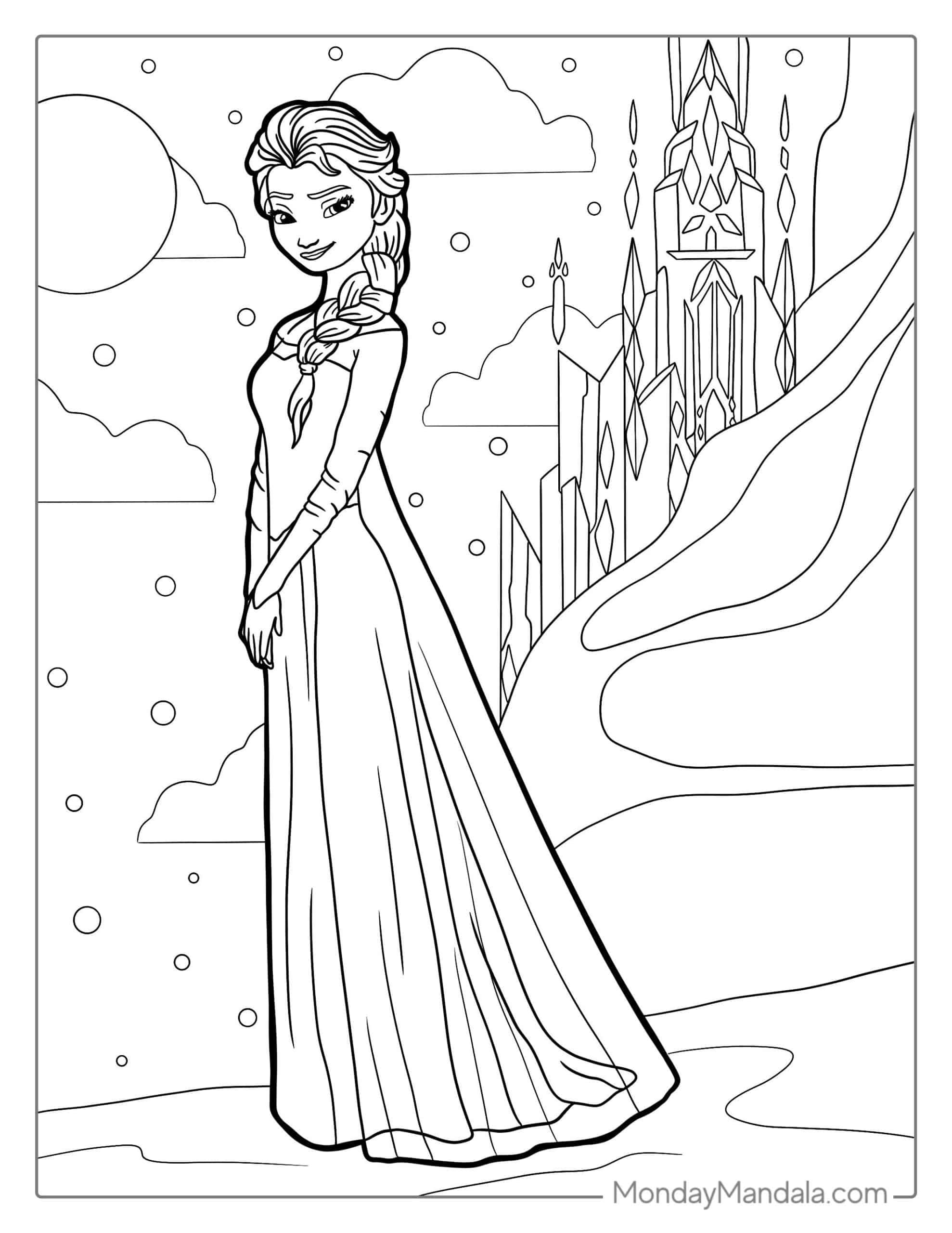 125 Elsa Frozen Coloring Pages: Frozen Magic in Every Page 13