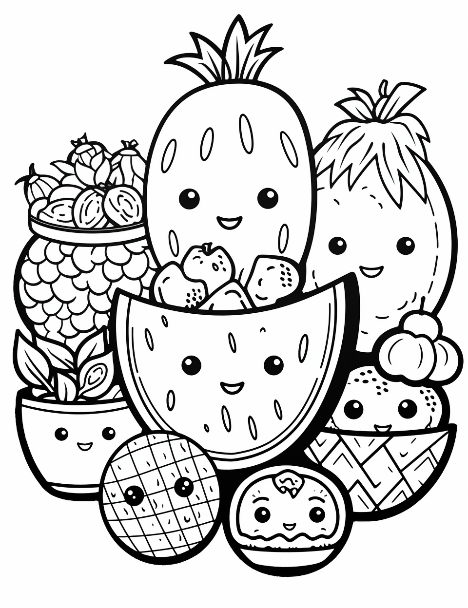 133 Watermelon Coloring Page Ideas for Summer Fun 114