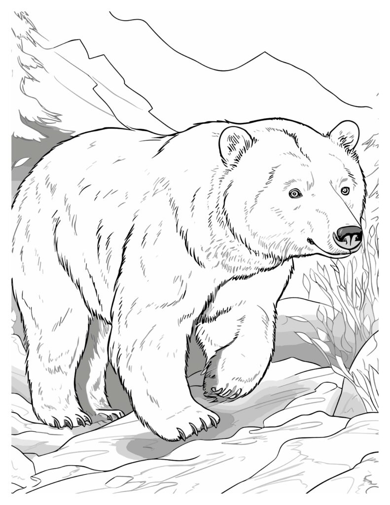 180+ Polar Bear Coloring Pages Printable 18