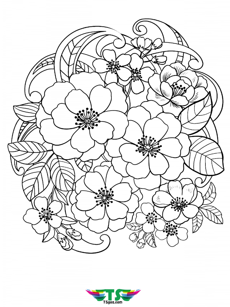 36 Heart Flower Coloring Pages Printable