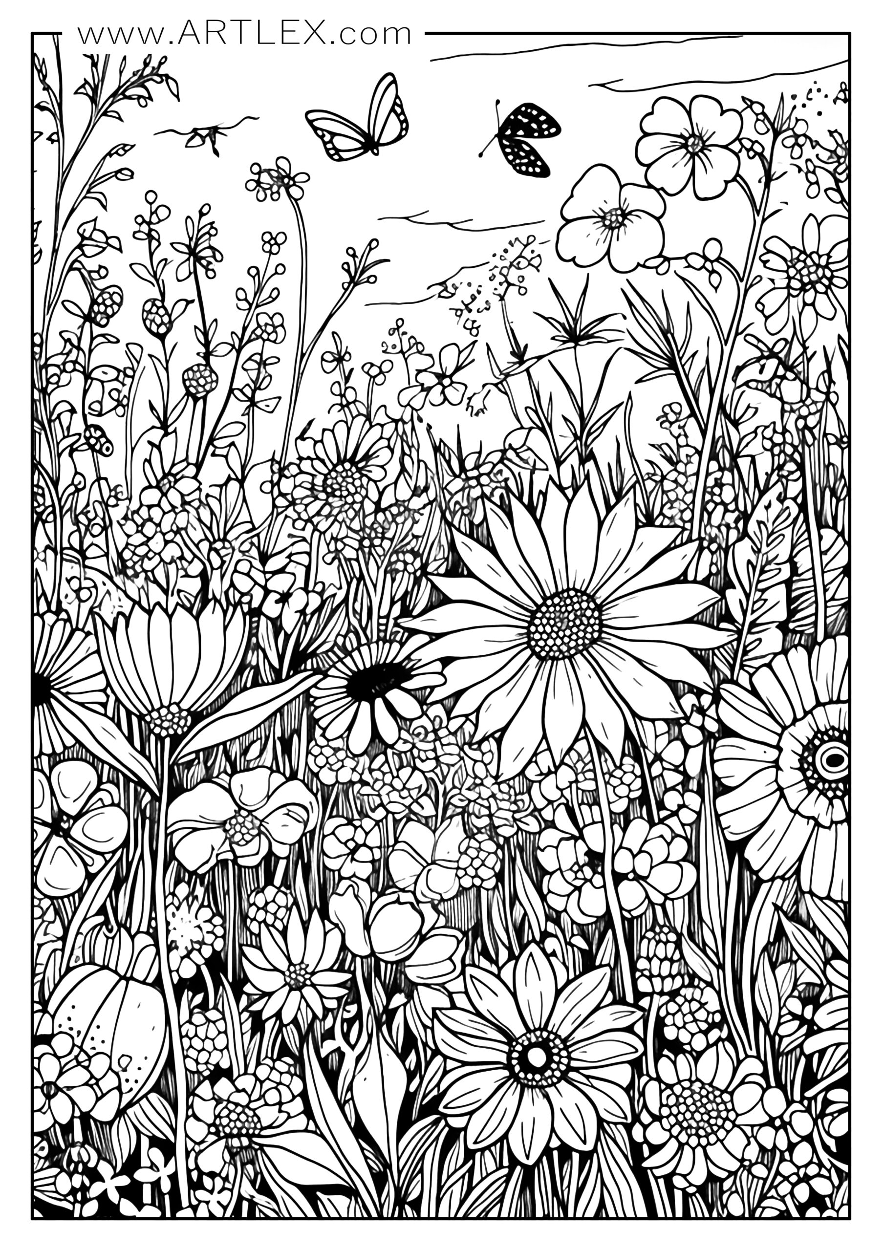 42 Intricate Flower Coloring Pages Printable