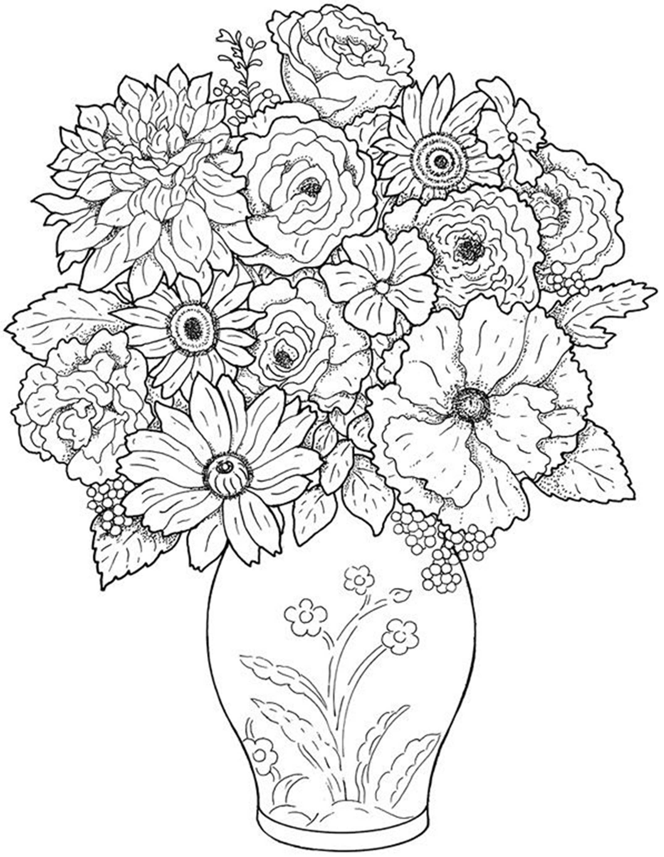 75 Flower Coloring Pages Printable