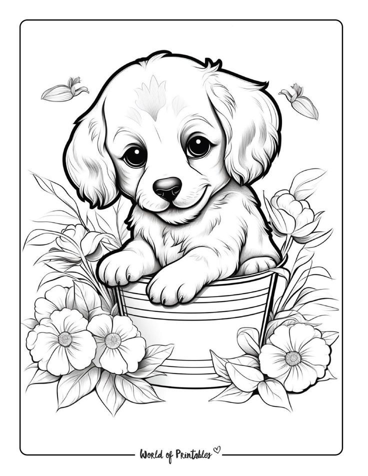 77 Dog Coloring Pages for Kids Printable 21