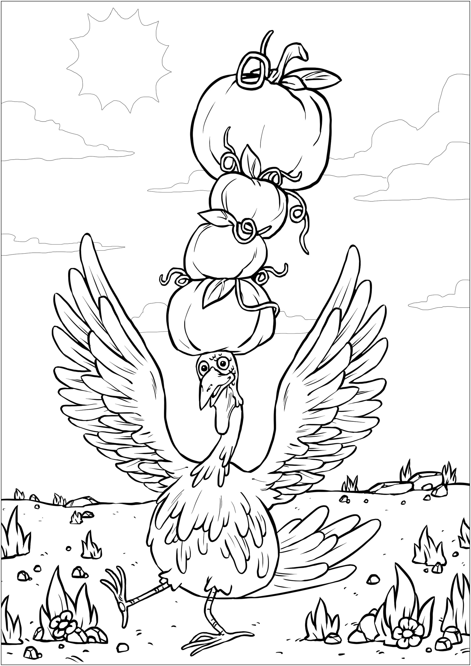 79 Thanksgiving Coloring Pages for Kids Printable 12