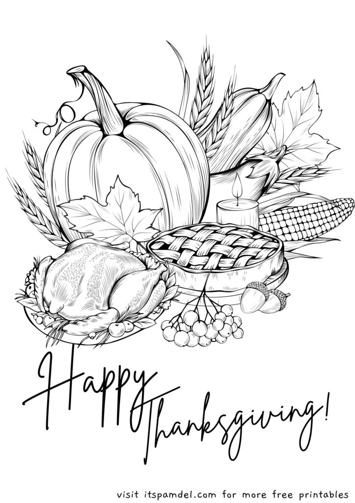 79 Thanksgiving Coloring Pages for Kids Printable 22