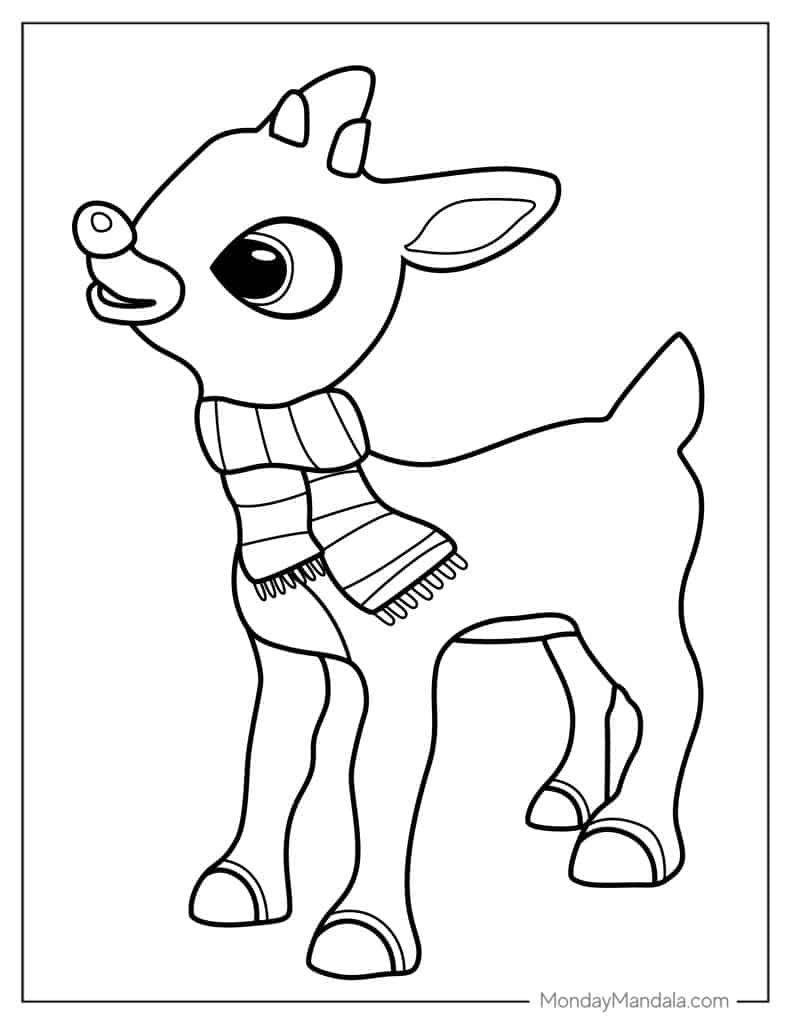 90 Rudolph Coloring Pages for Kids Printable 4