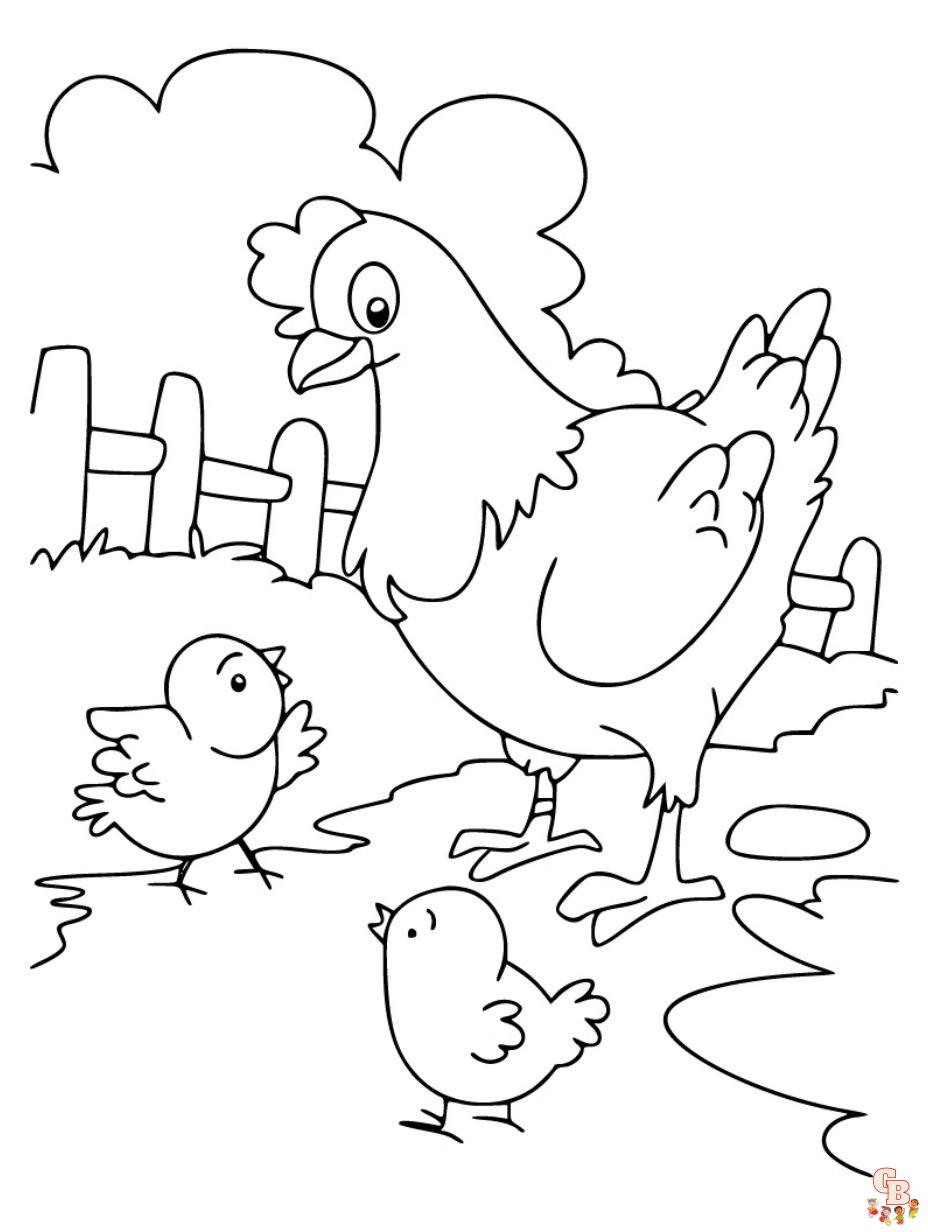 113 Chicken Coloring Pages Free Printable 9