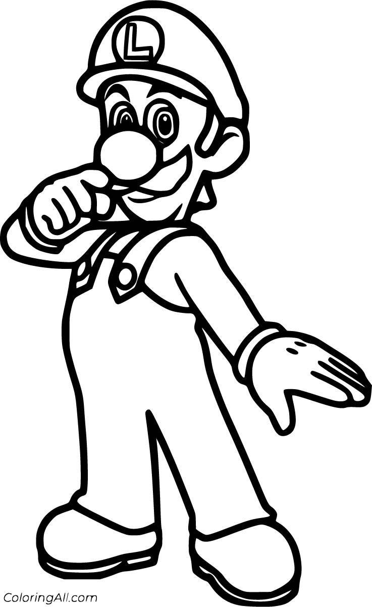 93 Cute Luigi Coloring Pages for Kids Printable 17