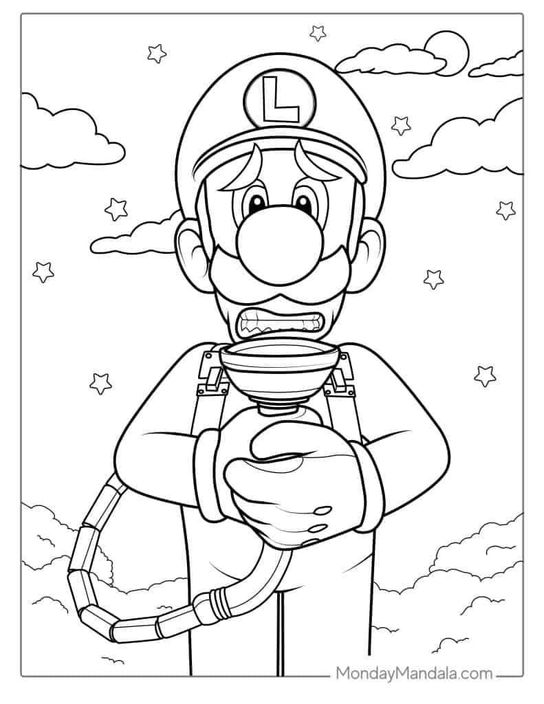 93 Cute Luigi Coloring Pages for Kids Printable 34