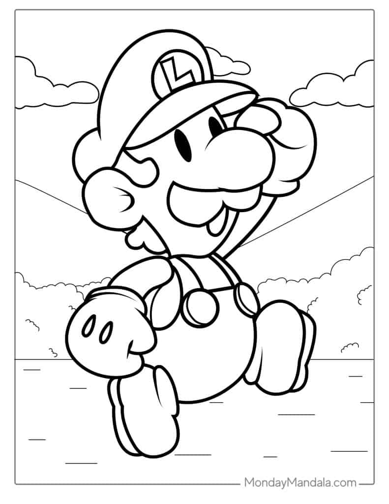 93 Cute Luigi Coloring Pages for Kids Printable 35