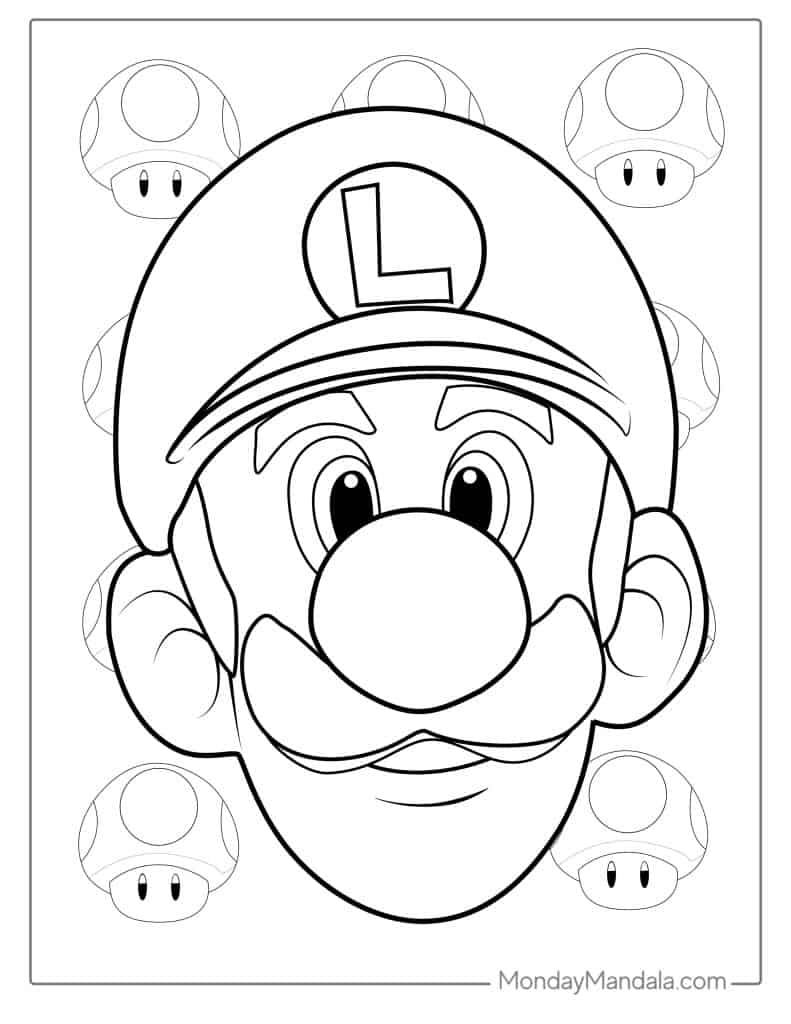 93 Cute Luigi Coloring Pages for Kids Printable 68