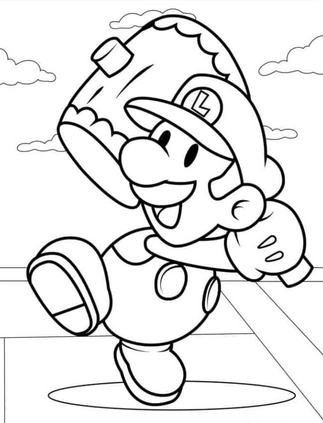 93 Cute Luigi Coloring Pages for Kids Printable 92